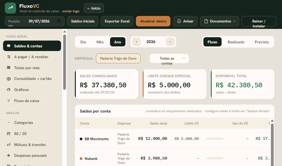 Saldos & contas